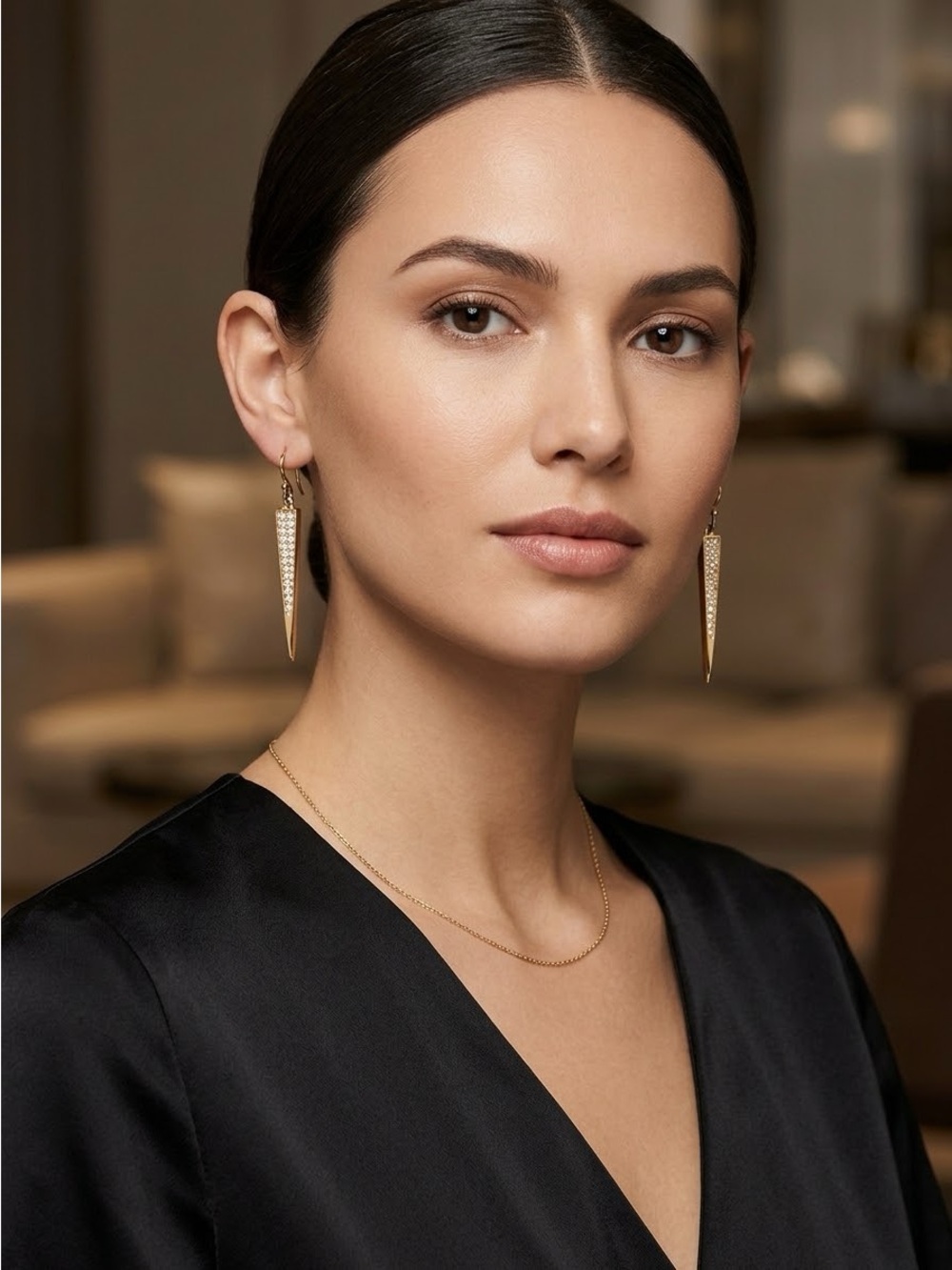 Crystallized by Swarovski Gold Tone Crystal Spike Drop Earrings